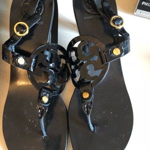Tory Burch black patent sandal with heel
